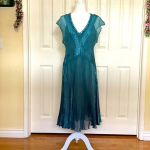 Komarov V Neck Teal Dress P/XL